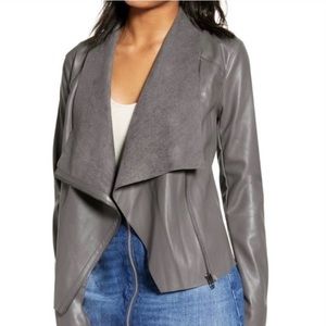 Blank NYC Gray Onto The Next Faux Leather Drape Front Jacket
